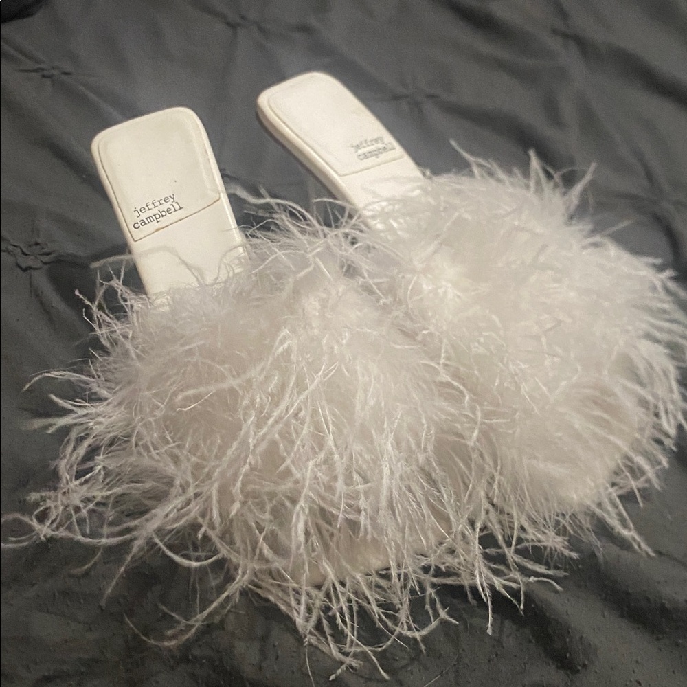 Jeffery Campbell fur white heels